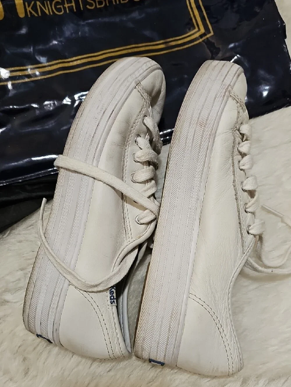 Keds Women’s White Platform Leather Sneakers